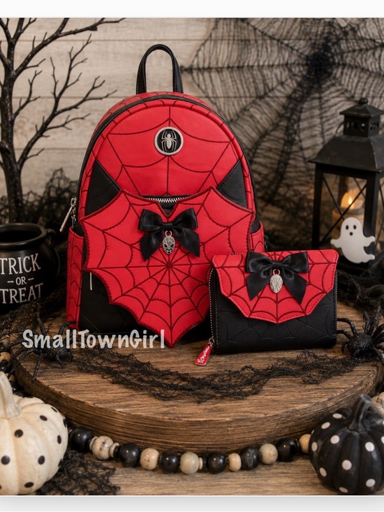 Loungefly Handbags - Loungefly Marvel Spider-Man Web Heart Mini Backpack & Wallet